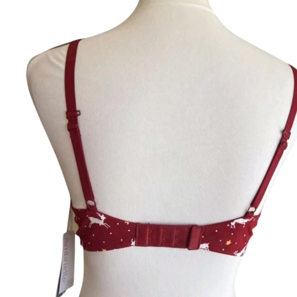 36D Size New Organic Cotton Christmas 🎄 Red Bra Deer soft wire-free Ambrielle - Picture 3 of 8